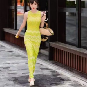 Cardigã intercolor de manga longa de malha de malhano verão, V, V-Vestido listrado de malha longa sem mangas do pescoço